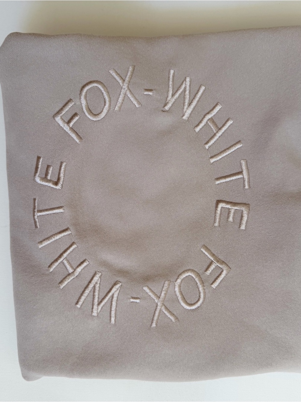 White Fox Boutique Cream/Taupe Embroidered Logo Hoodie XS/S Embroidered